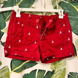 Red and White Chino Shorts with Nautical Print